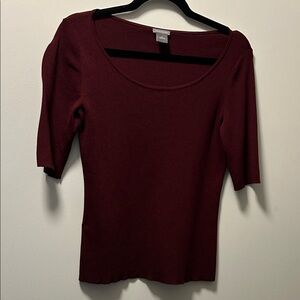 Ann Taylor Burgundy Scoop Neck Top-Size Small